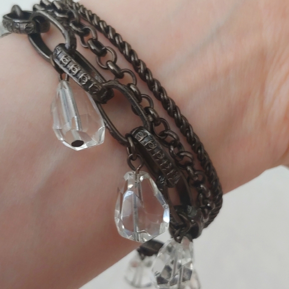 SALE: White House Black Market Triple Chain Bracelet with Dangling Crystals - Picture 2 of 7
